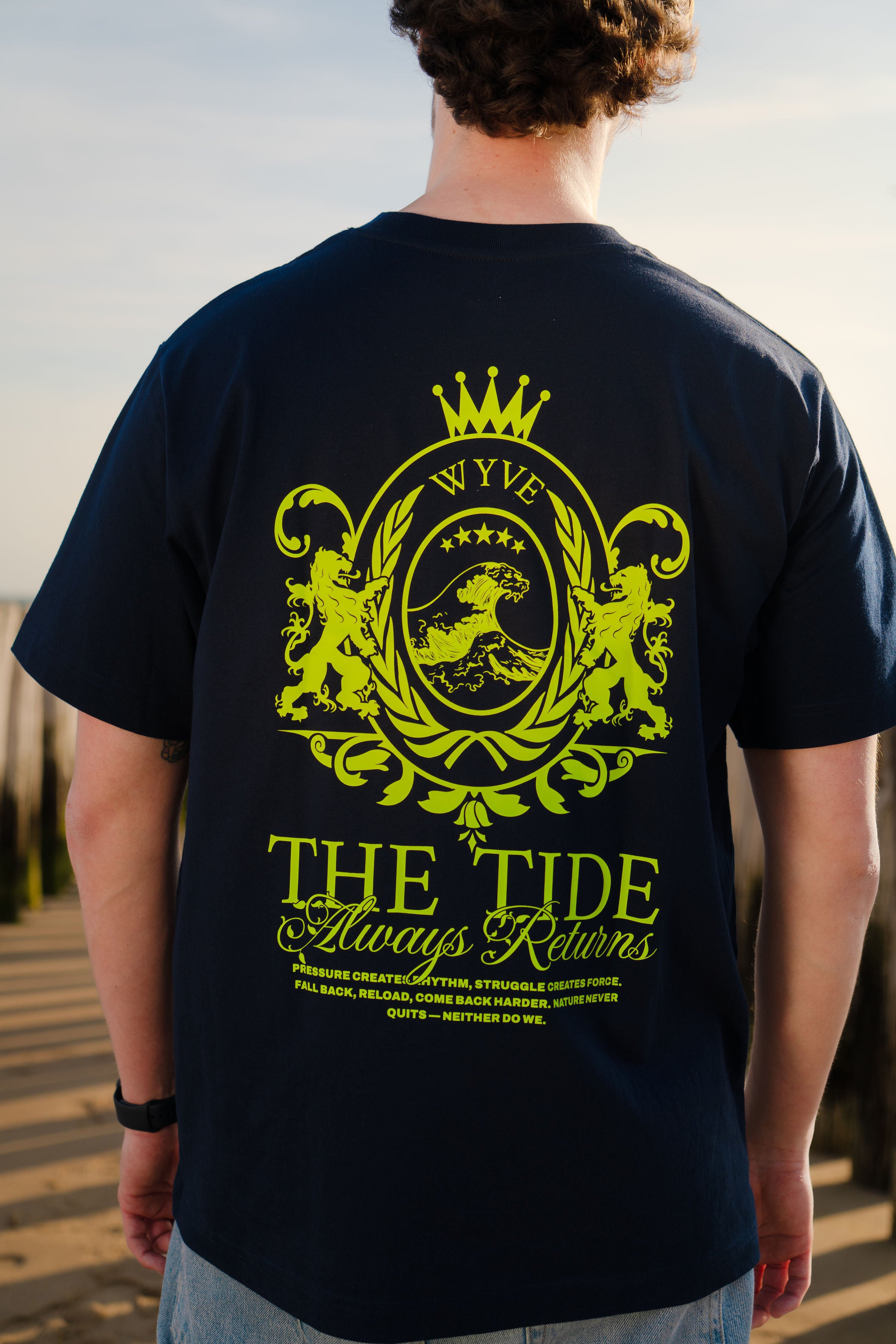 CLASSIC TEE NAVY BLUE & LIME YELLOW