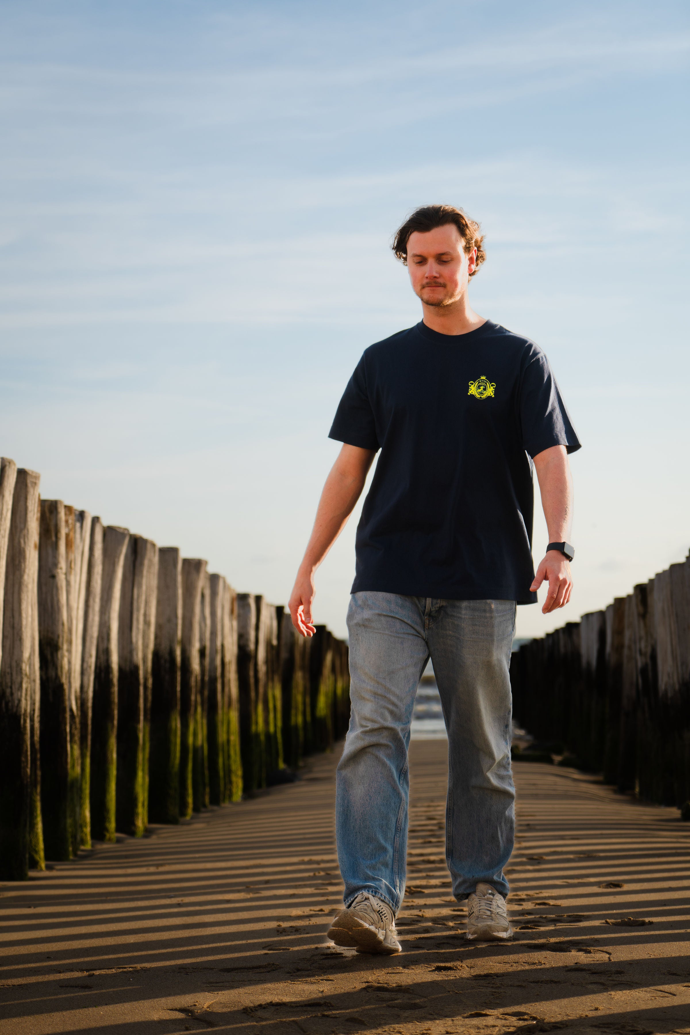CLASSIC TEE NAVY BLUE & LIME YELLOW