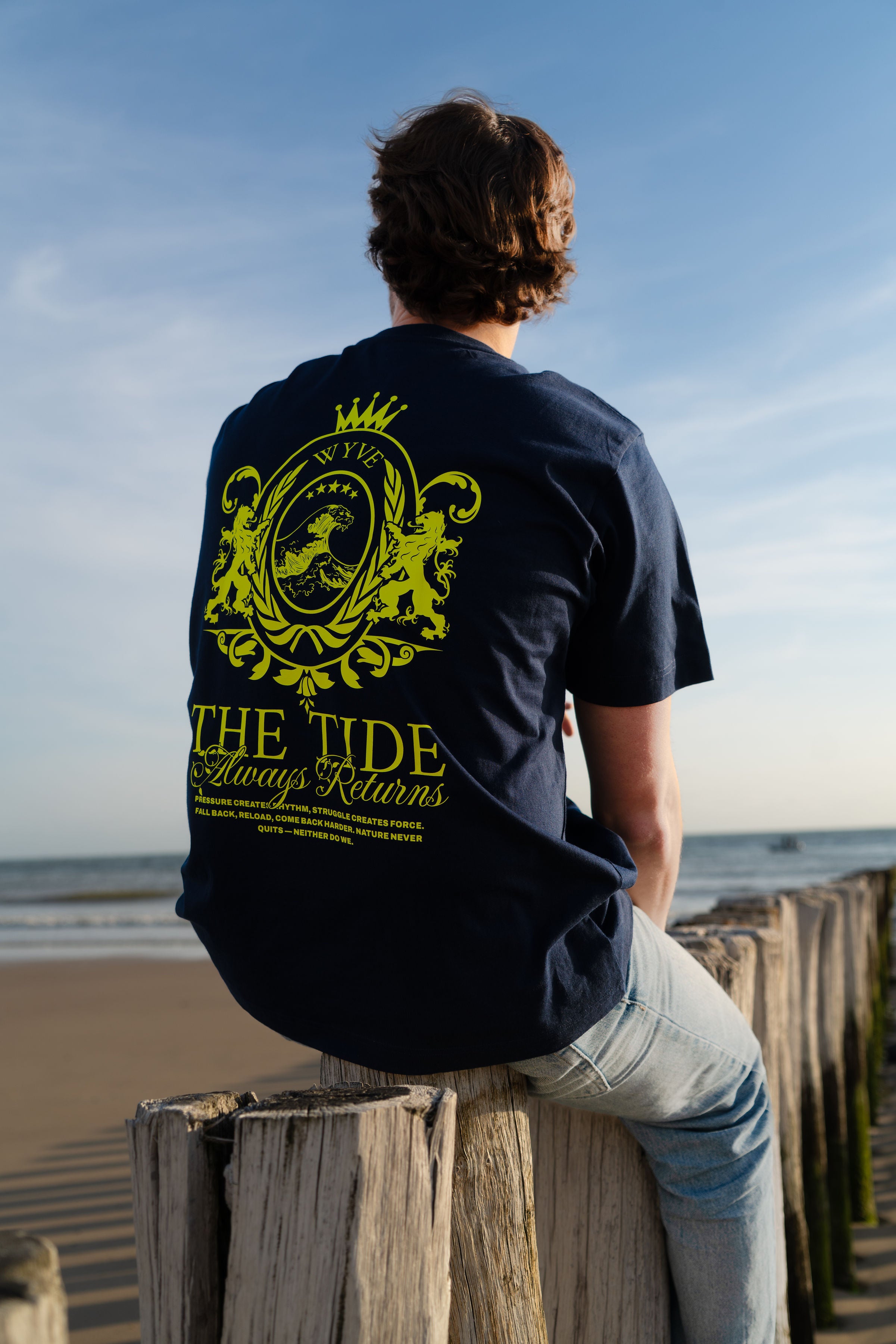 CLASSIC TEE NAVY BLUE & LIME YELLOW